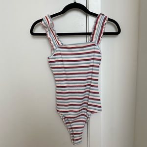 Red white and blue striped bodysuit